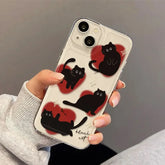 Black Cat Heart Phone Case for iPhone
